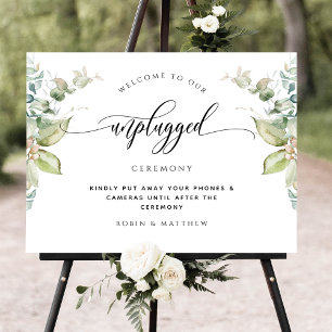 Unplugged Ceremony Eucalyptus Greenery Sign