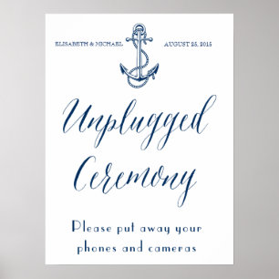 Unplugged ceremony, Nautical Wedding sign