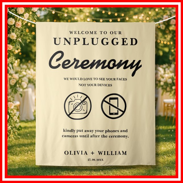 Unplugged Ceremony Wedding Butter Yellow Backdrop Tapestry (Creator Uploaded)