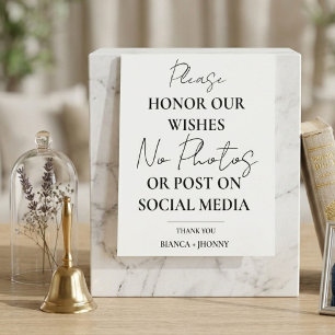 Unplugged Ceremony Wedding NO Photo & Social Media Pedestal Sign