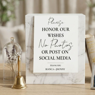 Unplugged Ceremony Wedding NO Photo & Social Media Pedestal Sign