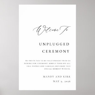 Unplugged Ceremony Wedding Sign Elegant Minimalist