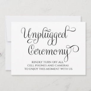unplugged ceremony Wedding Sign Invitation