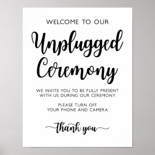 Unplugged Ceremony Wedding Sign Modern Calligraphy