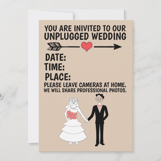 UNPLUGGED (NO PHOTOS ALLOWED) WEDDING INITATIONS INVITATION (Front)