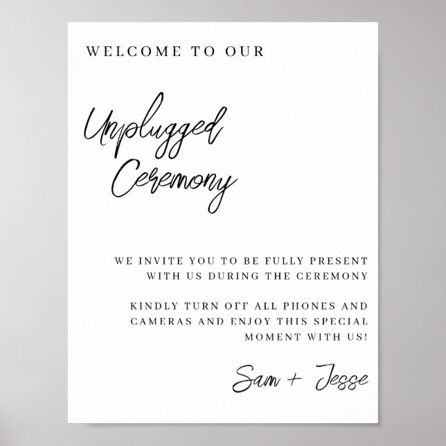 Unplugged Wedding Ceremony Sign  (Front)