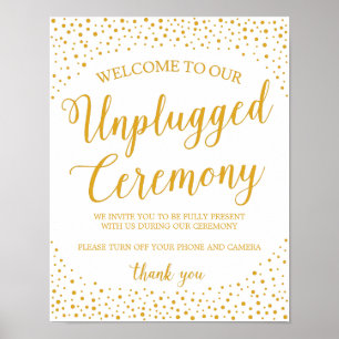 Unplugged Wedding Sign Gold Confetti