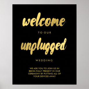 UNPLUGGED Wedding Welcome gold trendy glam sign