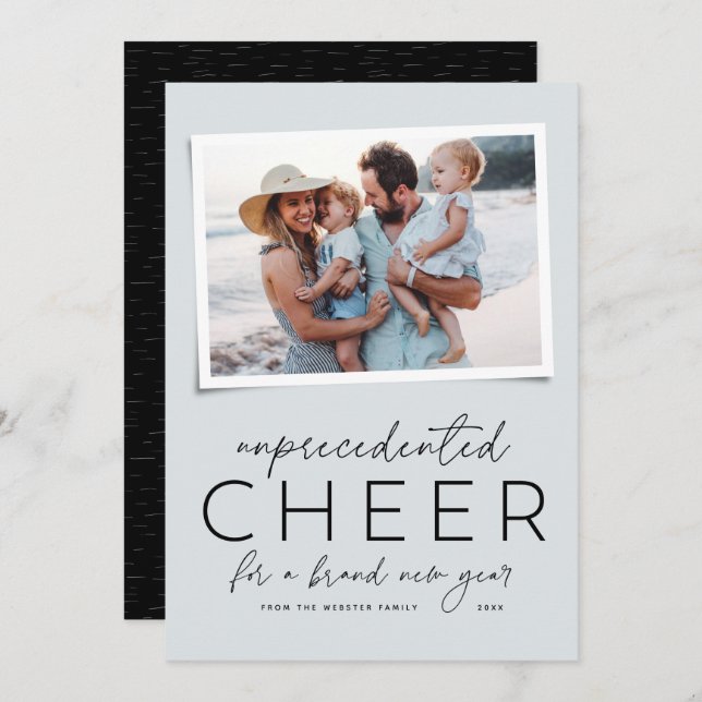 Unprecedented cheer happy 2022 blue New Year card (Front/Back)