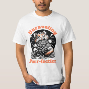 Unraveling Purr-fection: Cute Cat Tangled in Yarn T-Shirt