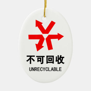 Unrecyclable ~ Chinese Language Hanzi Sign Ceramic Ornament
