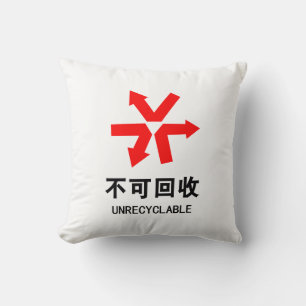 Unrecyclable ~ Chinese Language Hanzi Sign Cushion