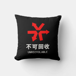 Unrecyclable ~ Chinese Language Hanzi Sign Cushion