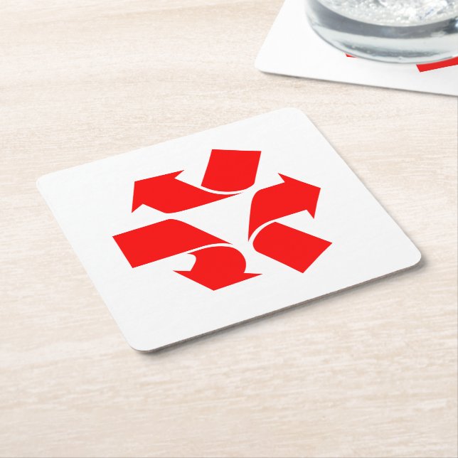 Unrecycle Symbol Square Paper Coaster (Angled)