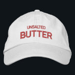 Unsalted Butter  Embroidered Hat<br><div class="desc">Add a touch of savory style to your wardrobe with our Salted Butter Embroidered Baseball Cap. This cap features a whimsical design of a salted butter pat, embroidered for a high-quality finish. Whether you're out for a casual day or running errands, this cap is sure to add a flavorful flair...</div>