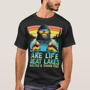 Unsalted Fishing Lake Life Bigfoot Drinking Great  T-Shirt