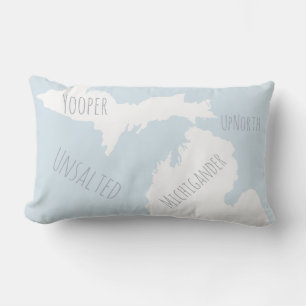 Unsalted Michigan Map Yooper Michigander Up North Lumbar Cushion