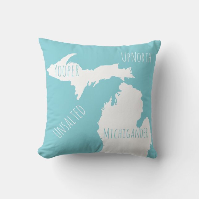Unsalted Michigan Map Yooper Michigander Up North Outdoor Cushion (Front)