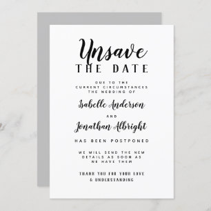 Unsave The Date Script Wedding Postponement Invitation
