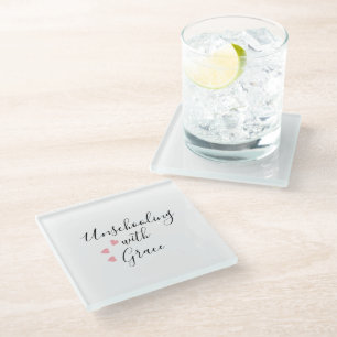 Unschooling Mum Grace Hearts Glass Coaster