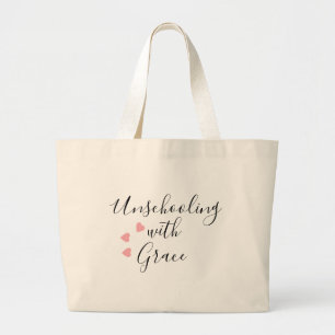 Unschooling Mum Grace Hearts Large Tote Bag