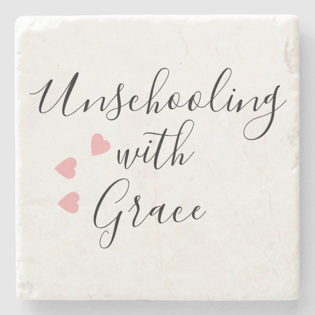 Unschooling Mum Grace Hearts Stone Coaster (Front)