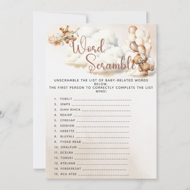 UNSCRAMBLE Baby Shower Game We Can Bearly Wait  Invitation (Front)