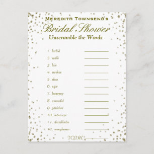 Unscramble the Words Gold Confetti Invitation Postcard