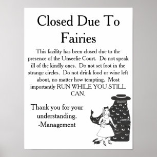 Unseelie Fairies Warning Sign