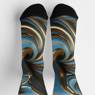 Unsex Blue, Metallic Gold Marble Socks