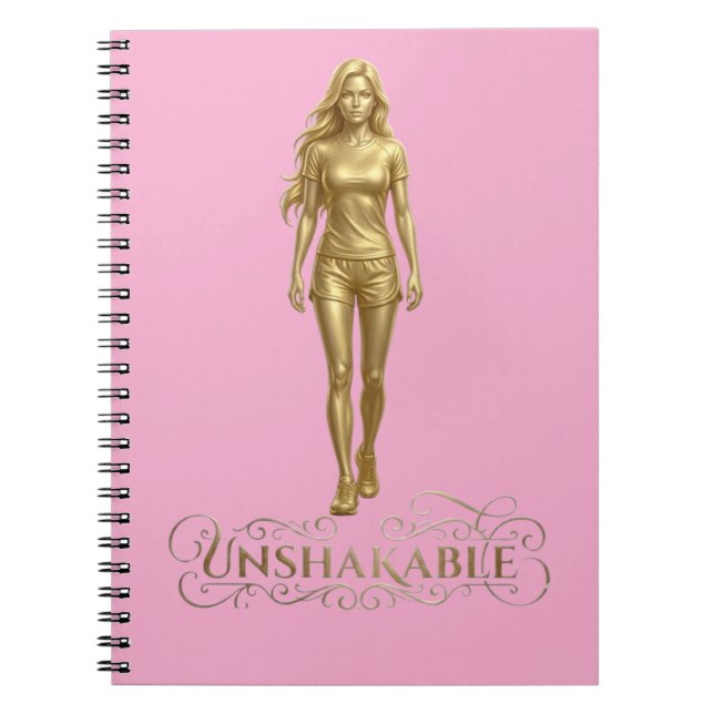 Unshakeable: Power Written in Gold notebook pink  (Front)