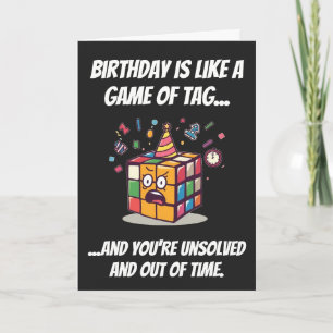 Unsolved Birthday Speedcube Funny Tag Joke Card