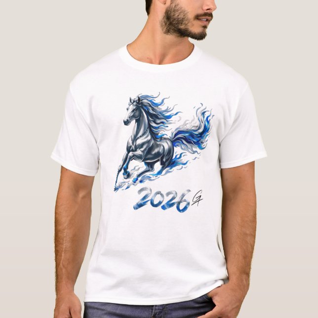 UNSTOPPABLE,Blue Fire Horse T-Shirt (Front)