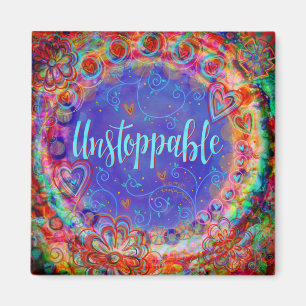 Unstoppable Floral Pretty Colourful Inspirivity Magnet