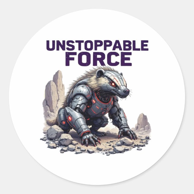 Unstoppable Force - Robotic Honey Badger Sticker (Front)