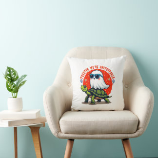 Unstoppable Ghost and Turtle Adventure Design Cushion