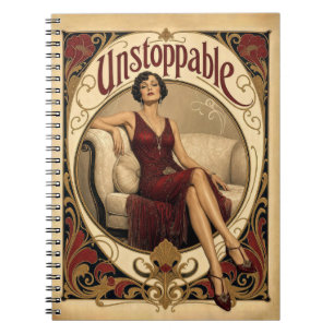 Unstoppable Poised Woman in Art Nouveau Style Notebook