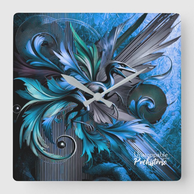 Unstoppable Raptor – Fuel Strength, Rule the Wild Square Wall Clock (Front)