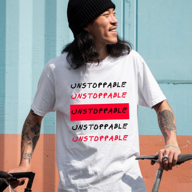 Unstoppable: Red and black grunge inspiring quote T-Shirt (Creator Uploaded)