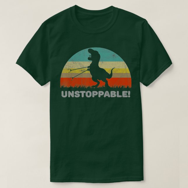 Unstoppable T Rex With Trash Grabber Pickup Tool F T-Shirt (Design Front)