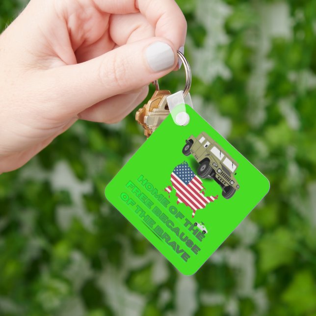 Unstoppable veterans bright green key ring (Hand)