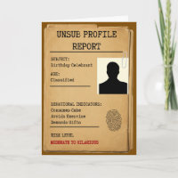 UNSUB Profile Report Funny Birthday Card |Criminal