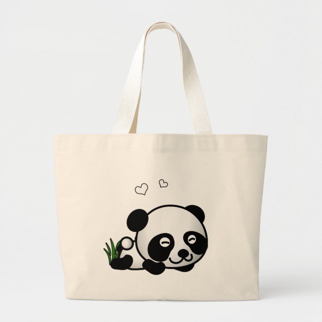 Unsuspecting Panda Large Tote Bag (Front)