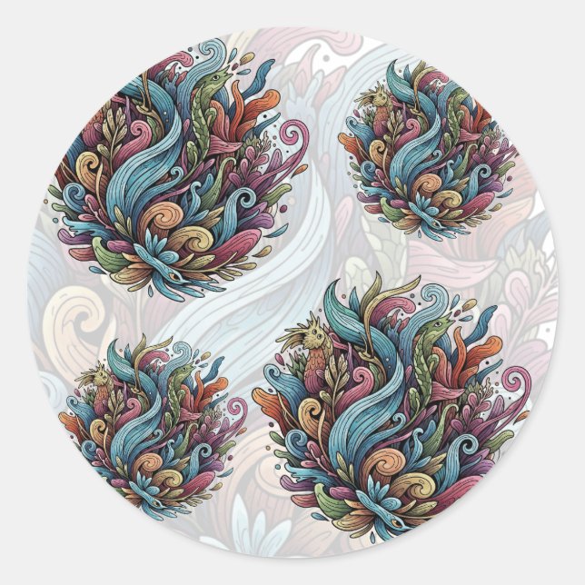 Untamed Bloom: Organic Energy Classic Round Sticker (Front)