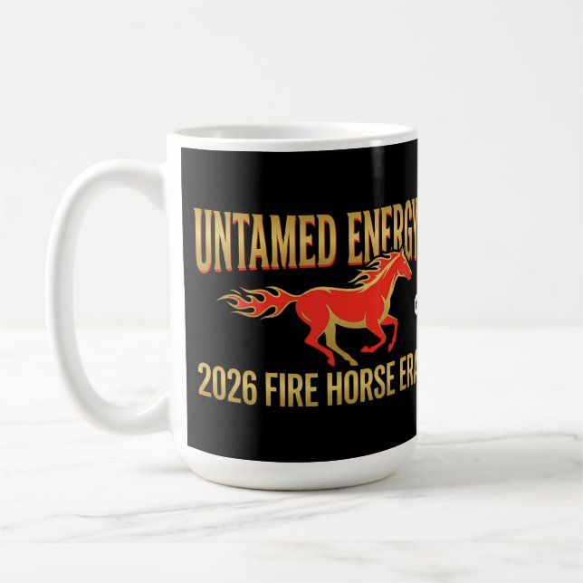 Untamed Energy 2026 Fire Horse Era Lunar New Year  Coffee Mug (Left)