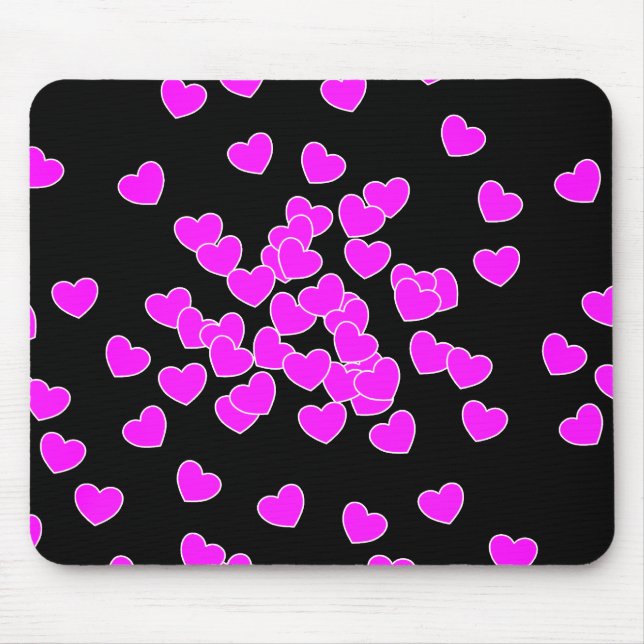 Untamed Hearts, Striking Pink And Black Mouse Pad (Front)