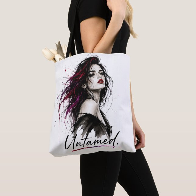 Untamed. Minimalist  Statement Cotton Tote Bag  (Close Up)