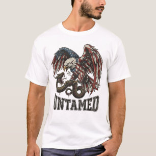 Untamed Patriotic Eagle vs Snake Biker T-Shirt USA