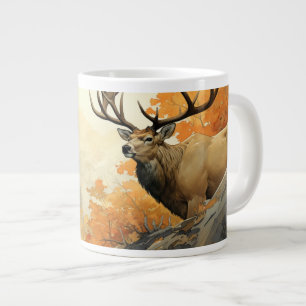 Untamed Splendour: Majestic Elk in Autumn Large Coffee Mug