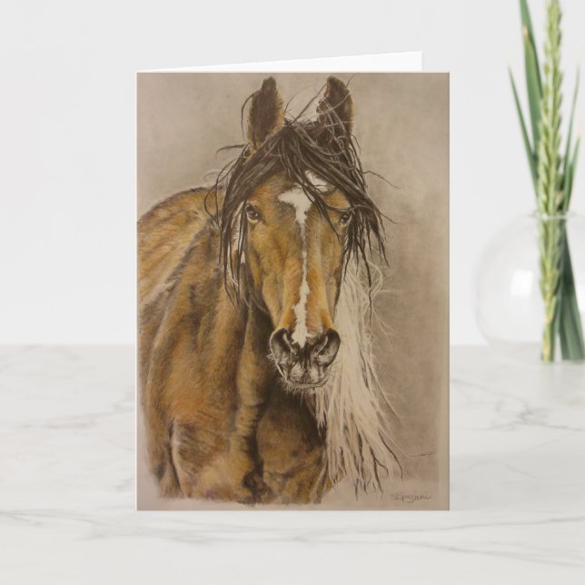 "Untamed" wild mustang mare Greeting Card (Front)